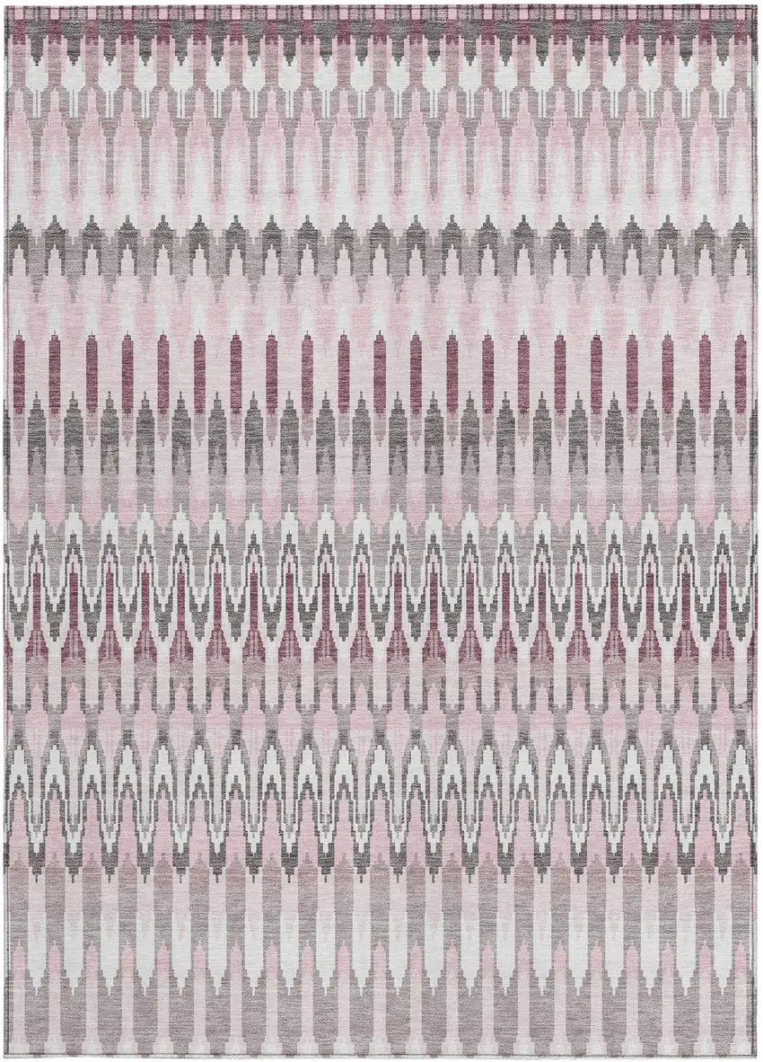 Pink Blush And Gray Southwestern Washable Indoor Outdoor Area Rug Photo 8
