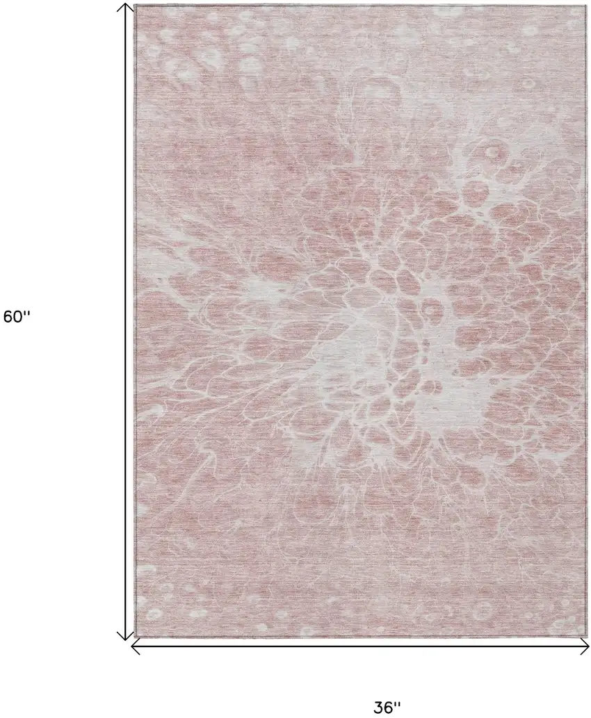 Pink Blush And Ivory Abstract Washable Indoor Outdoor Area Rug Photo 3