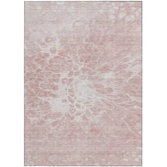 Pink Blush And Ivory Abstract Washable Indoor Outdoor Area Rug Photo 7