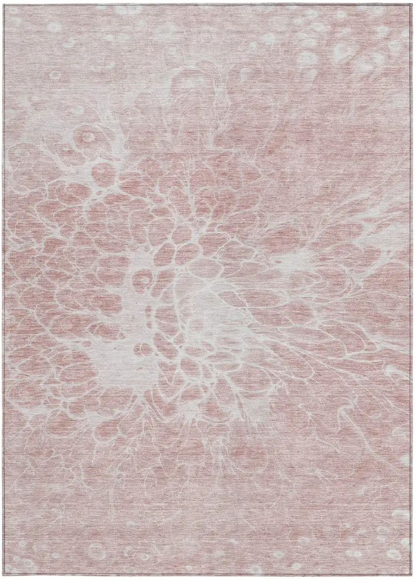 Pink Blush And Ivory Abstract Washable Indoor Outdoor Area Rug Photo 7