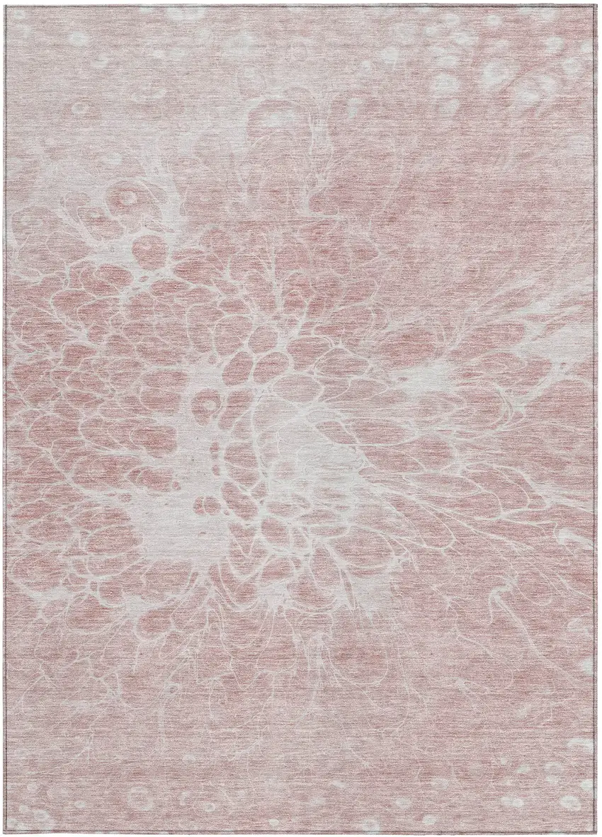 Pink Blush And Ivory Abstract Washable Indoor Outdoor Area Rug Photo 7