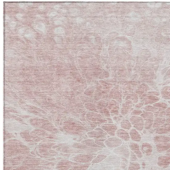 Pink Blush And Ivory Abstract Washable Indoor Outdoor Area Rug Photo 6