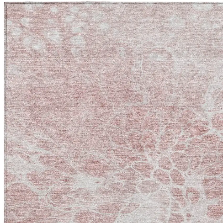 Pink Blush And Ivory Abstract Washable Indoor Outdoor Area Rug Photo 6
