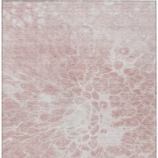 Pink Blush And Ivory Abstract Washable Indoor Outdoor Area Rug Photo 7