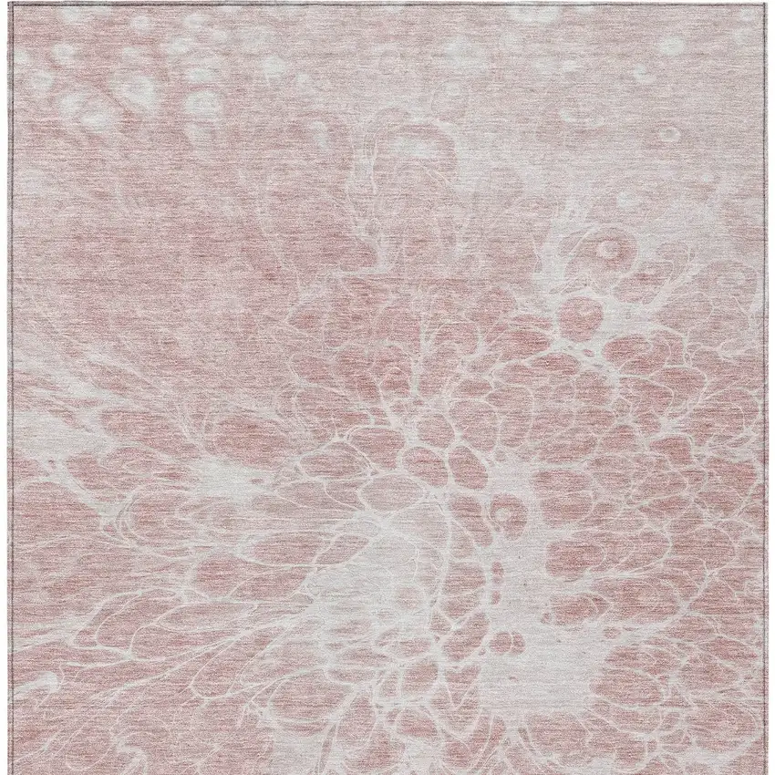 Pink Blush And Ivory Abstract Washable Indoor Outdoor Area Rug Photo 7