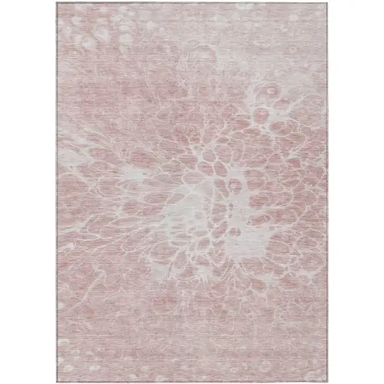 Pink Blush And Ivory Abstract Washable Indoor Outdoor Area Rug Photo 2