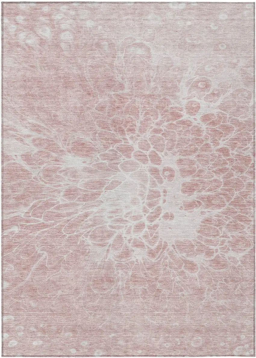 Pink Blush And Ivory Abstract Washable Indoor Outdoor Area Rug Photo 2