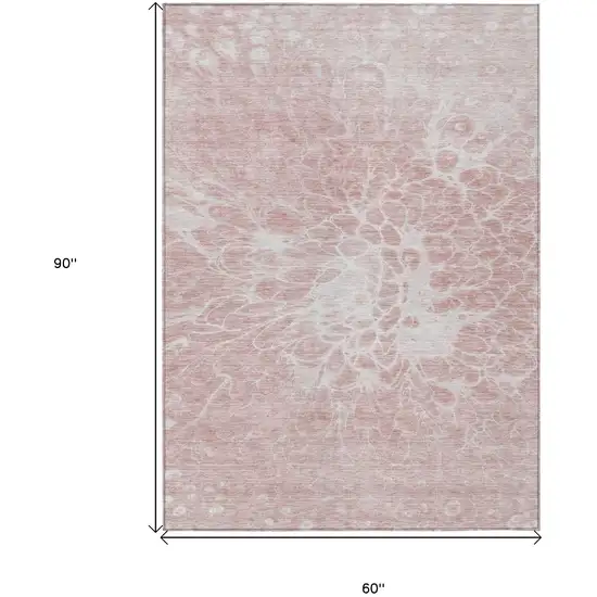 Pink Blush And Ivory Abstract Washable Indoor Outdoor Area Rug Photo 3