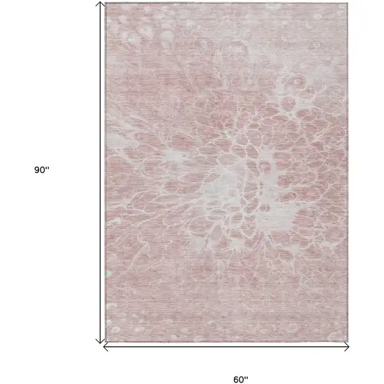 Pink Blush And Ivory Abstract Washable Indoor Outdoor Area Rug Photo 3