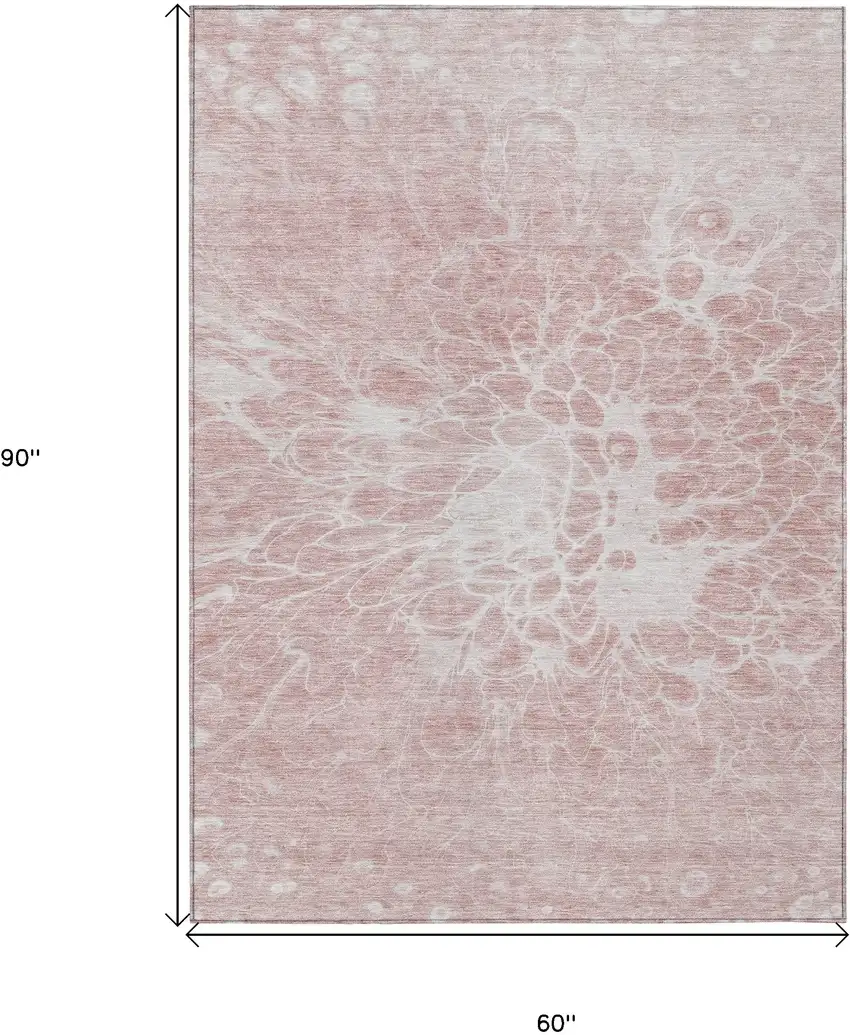 Pink Blush And Ivory Abstract Washable Indoor Outdoor Area Rug Photo 3