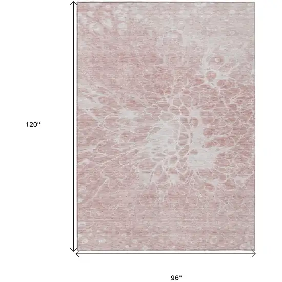 Pink Blush And Ivory Abstract Washable Indoor Outdoor Area Rug Photo 3
