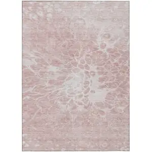 Photo of Pink Blush And Ivory Abstract Washable Indoor Outdoor Area Rug