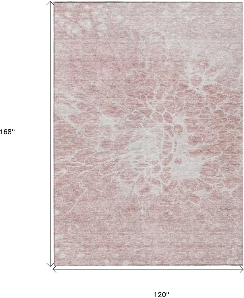 Pink Blush And Ivory Abstract Washable Indoor Outdoor Area Rug Photo 3