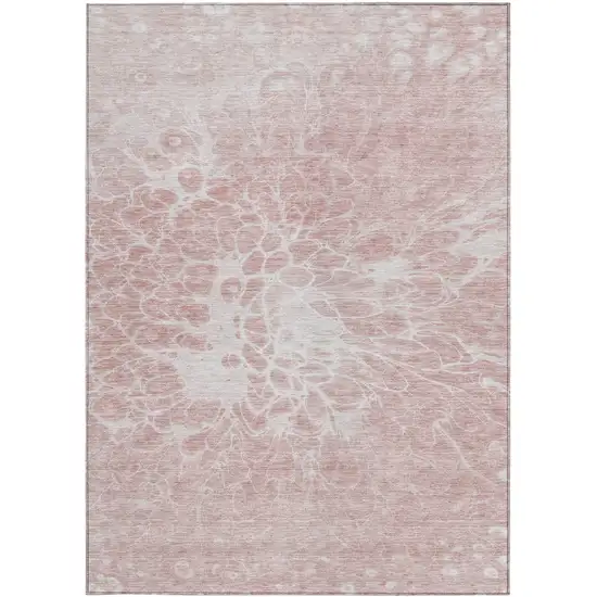 Pink Blush And Ivory Abstract Washable Indoor Outdoor Area Rug Photo 6