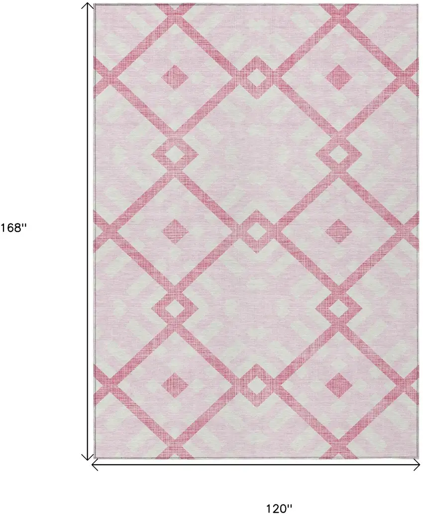 Pink Blush And Ivory Geometric Washable Indoor Outdoor Area Rug Photo 3