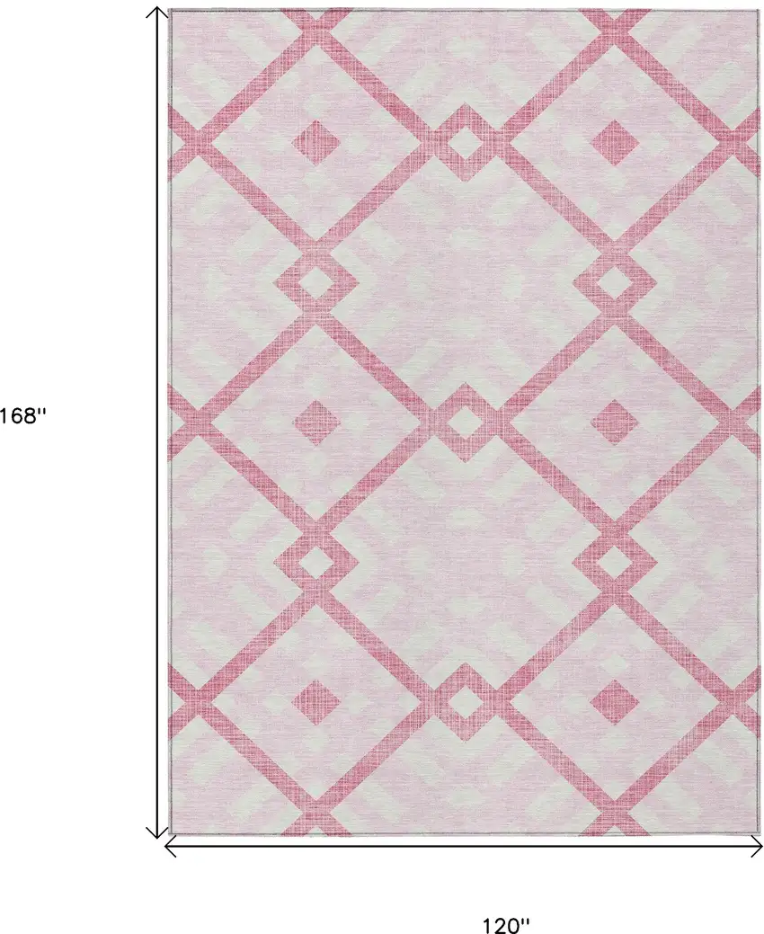Pink Blush And Ivory Geometric Washable Indoor Outdoor Area Rug Photo 3