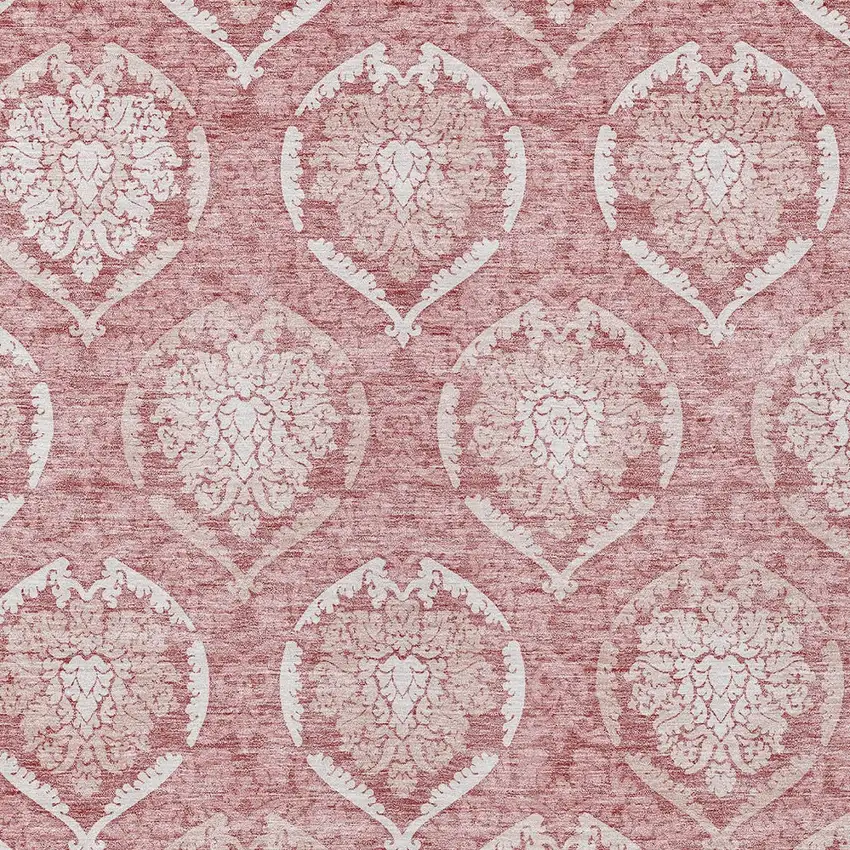 Pink Blush And Ivory Medallion Washable Indoor Outdoor Area Rug Photo 6