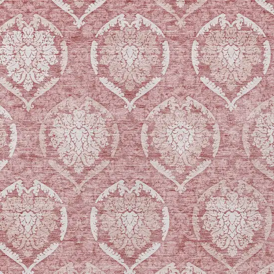 Pink Blush And Ivory Medallion Washable Indoor Outdoor Area Rug Photo 6