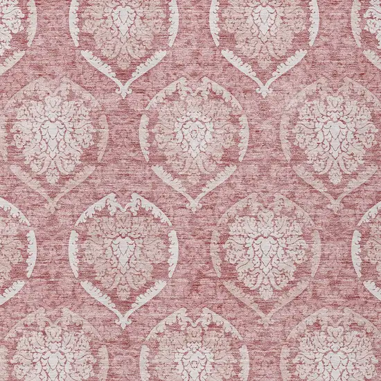 Pink Blush And Ivory Medallion Washable Indoor Outdoor Area Rug Photo 6