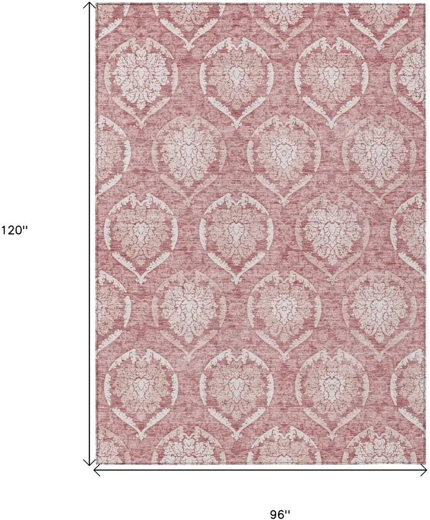 Pink Blush And Ivory Medallion Washable Indoor Outdoor Area Rug Photo 3
