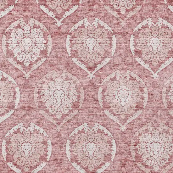 Pink Blush And Ivory Medallion Washable Indoor Outdoor Area Rug Photo 6