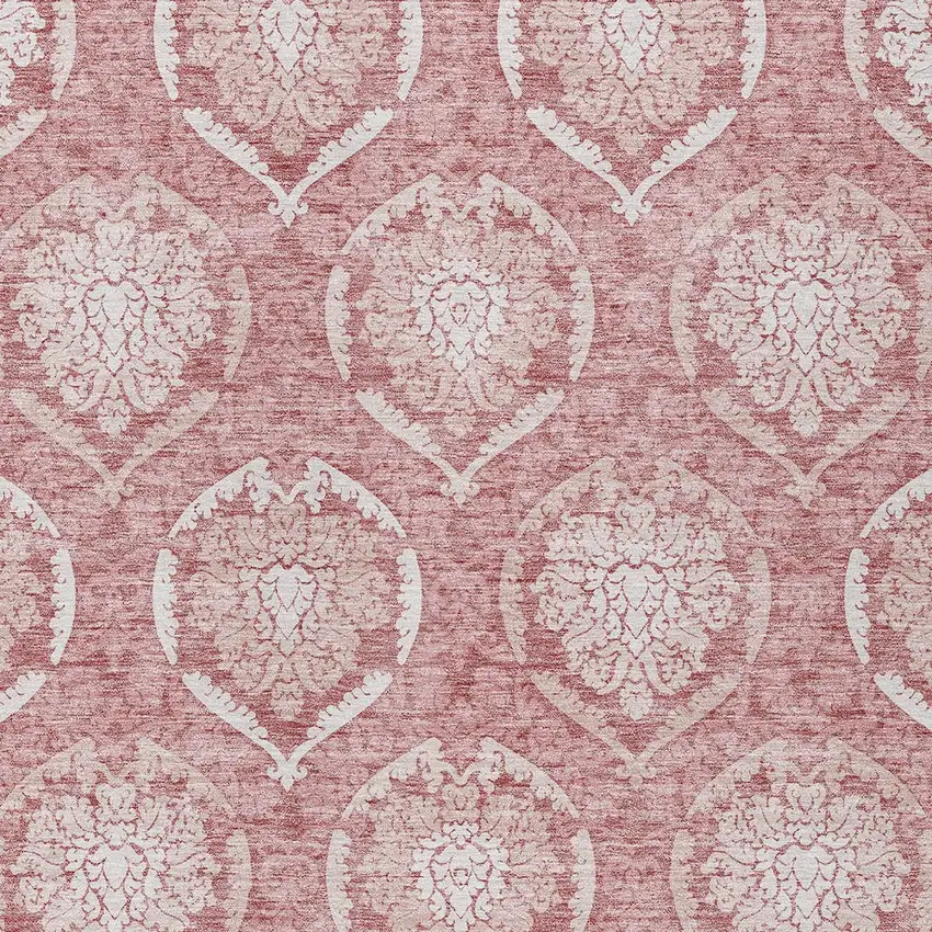 Pink Blush And Ivory Medallion Washable Indoor Outdoor Area Rug Photo 6