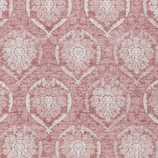 Pink Blush And Ivory Medallion Washable Indoor Outdoor Area Rug Photo 6