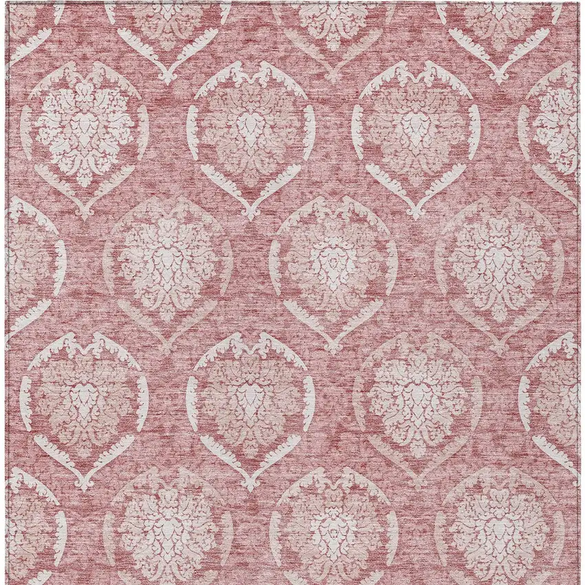 Pink Blush And Ivory Medallion Washable Indoor Outdoor Area Rug Photo 7