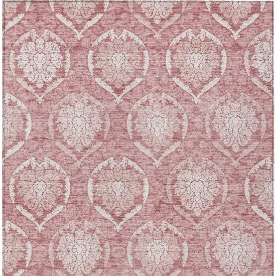 Pink Blush And Ivory Medallion Washable Indoor Outdoor Area Rug Photo 7