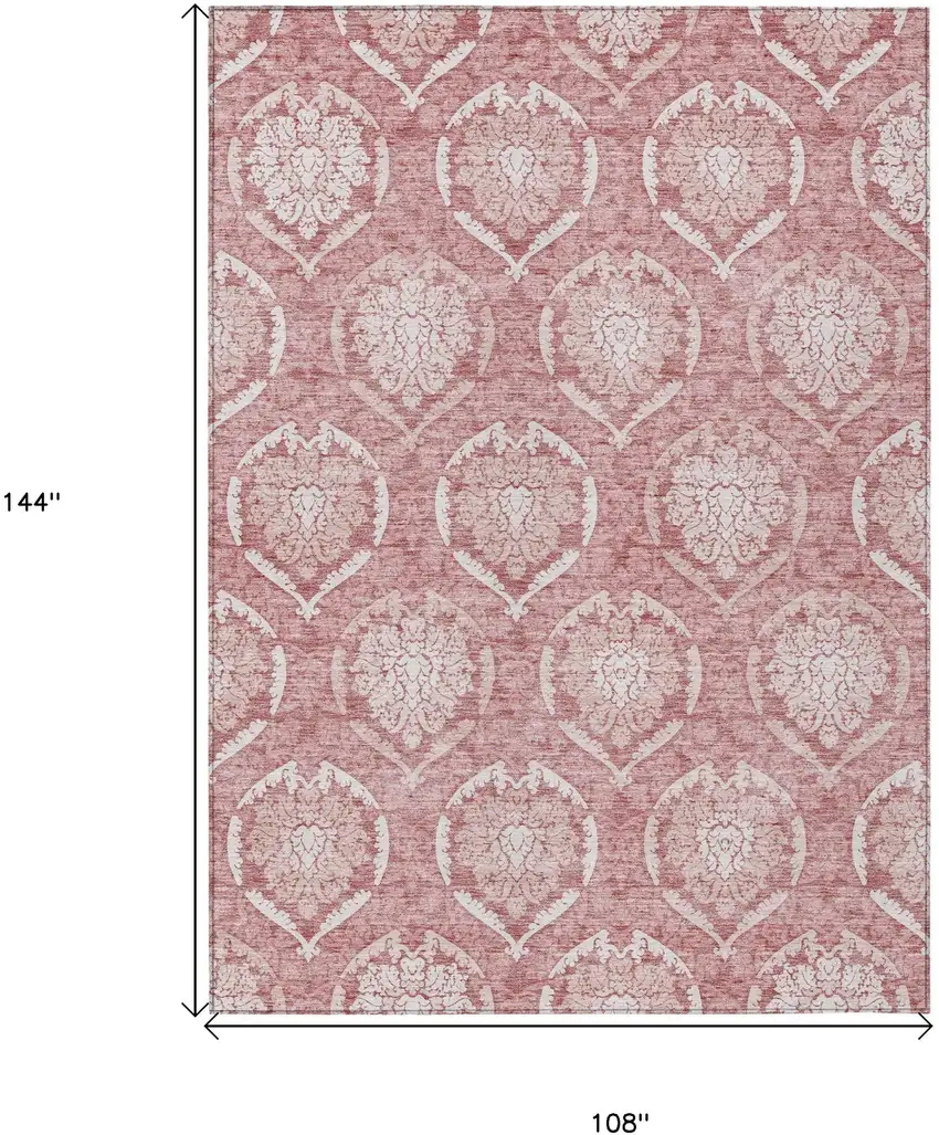 Pink Blush And Ivory Medallion Washable Indoor Outdoor Area Rug Photo 3