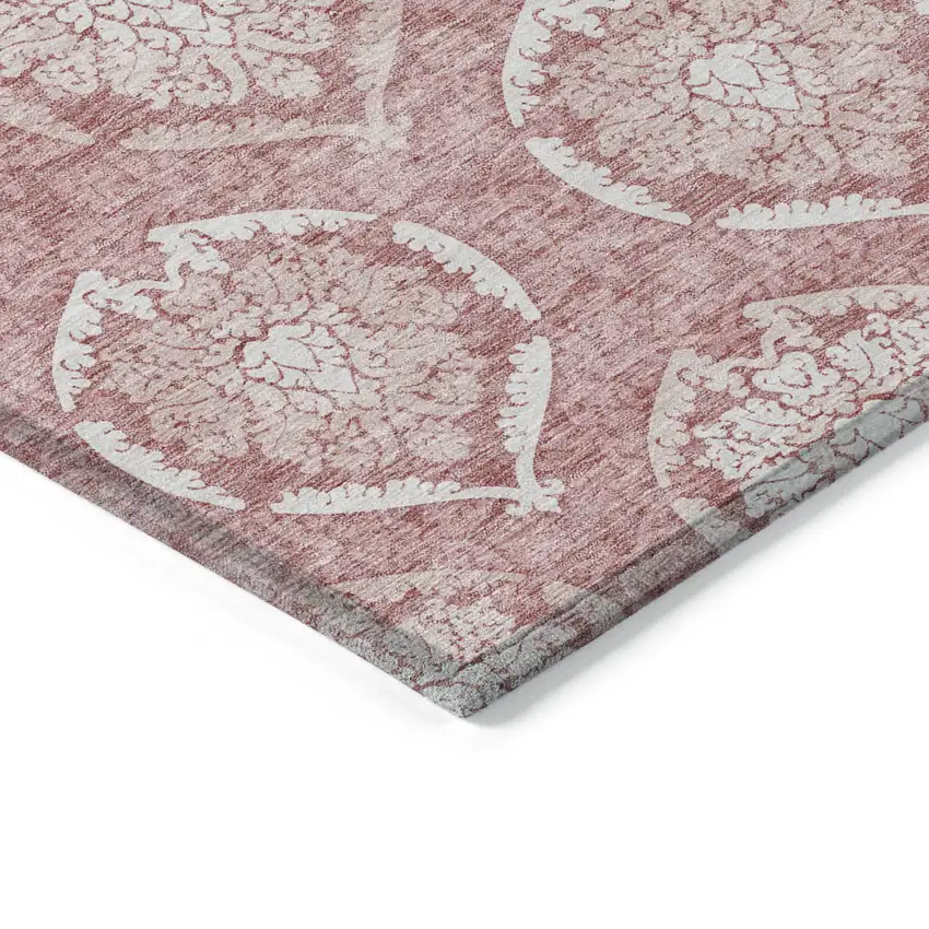 Pink Blush And Ivory Medallion Washable Indoor Outdoor Area Rug Photo 5