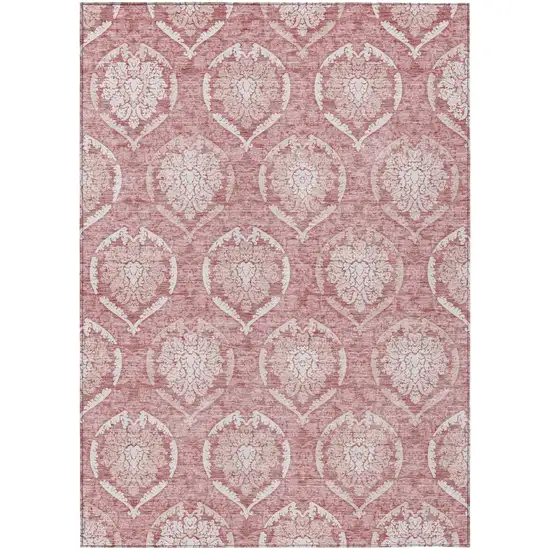 Pink Blush And Ivory Medallion Washable Indoor Outdoor Area Rug Photo 2
