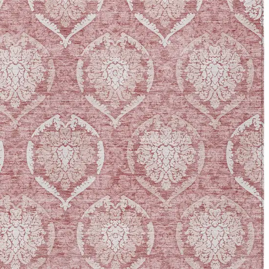 Pink Blush And Ivory Medallion Washable Indoor Outdoor Area Rug Photo 6