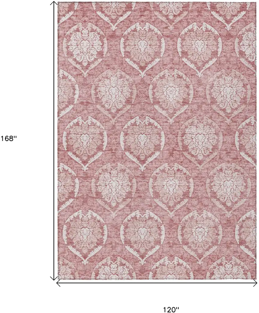 Pink Blush And Ivory Medallion Washable Indoor Outdoor Area Rug Photo 3