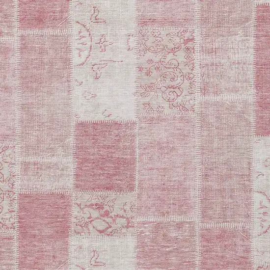 Pink Blush And Ivory Patchwork Washable Indoor Outdoor Area Rug Photo 5