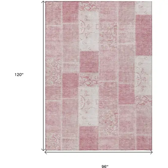 Pink Blush And Ivory Patchwork Washable Indoor Outdoor Area Rug Photo 3