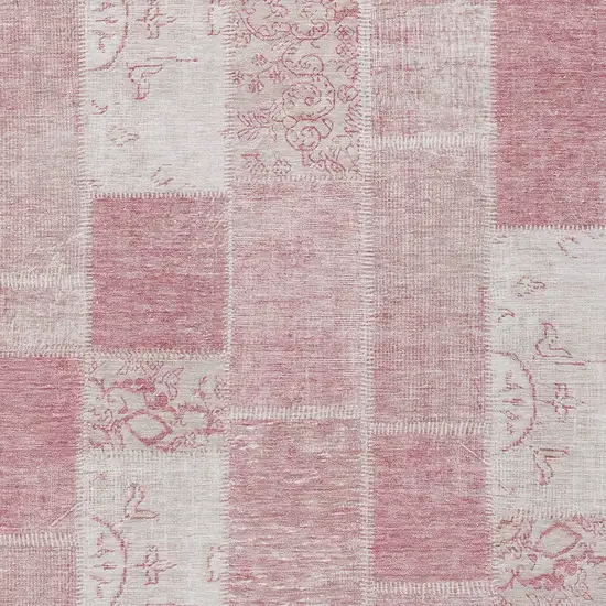 Pink Blush And Ivory Patchwork Washable Indoor Outdoor Area Rug Photo 4