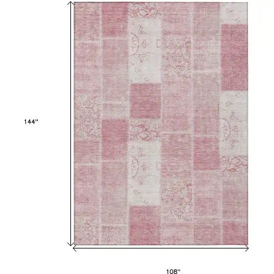 Pink Blush And Ivory Patchwork Washable Indoor Outdoor Area Rug Photo 3