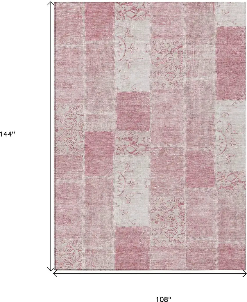 Pink Blush And Ivory Patchwork Washable Indoor Outdoor Area Rug Photo 3