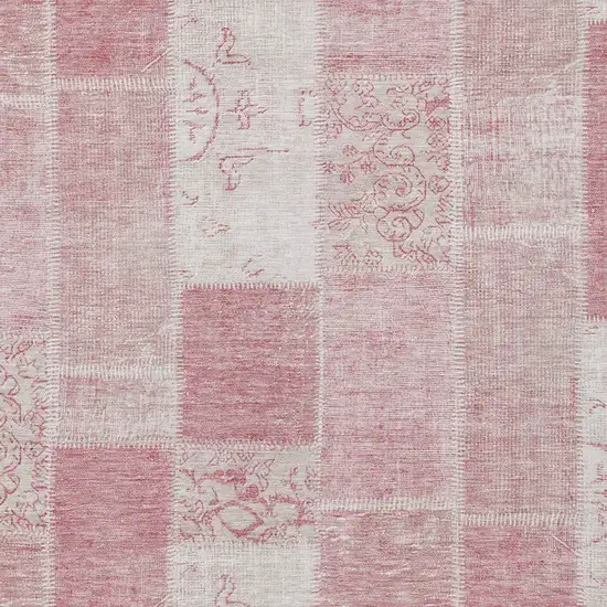 Pink Blush And Ivory Patchwork Washable Indoor Outdoor Area Rug Photo 5