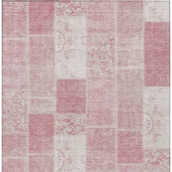 Pink Blush And Ivory Patchwork Washable Indoor Outdoor Area Rug Photo 5