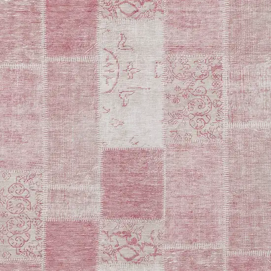 Pink Blush And Ivory Patchwork Washable Indoor Outdoor Area Rug Photo 4