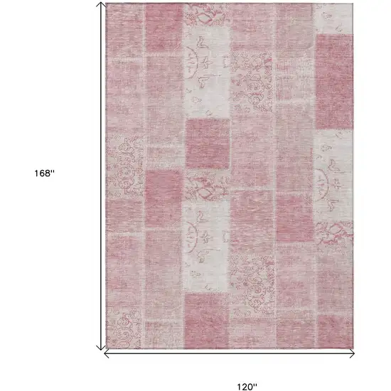 Pink Blush And Ivory Patchwork Washable Indoor Outdoor Area Rug Photo 3