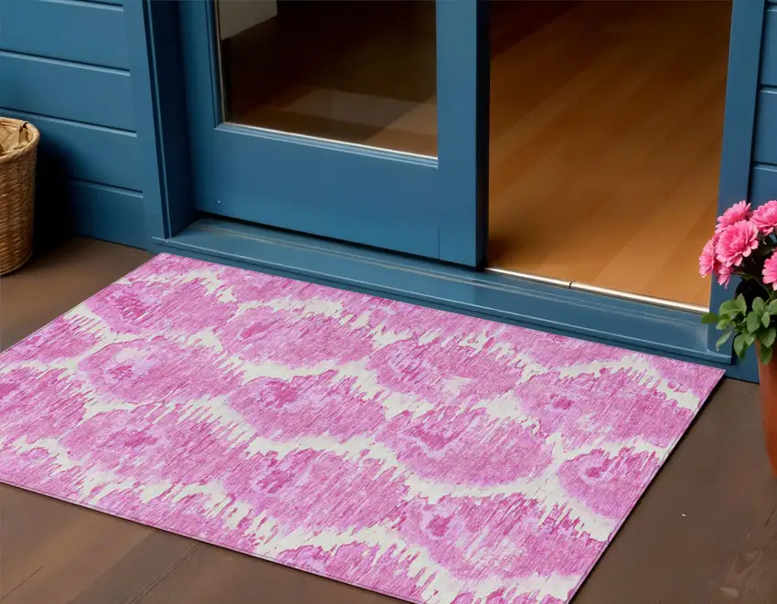 Pink Blush And Mauve Abstract Washable Indoor Outdoor Area Rug Photo 1