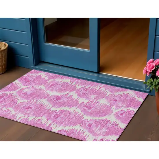 Pink Blush And Mauve Abstract Washable Indoor Outdoor Area Rug Photo 1