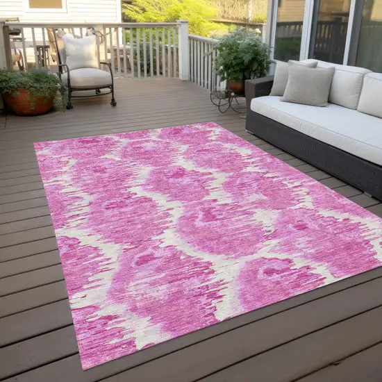 Pink Blush And Mauve Abstract Washable Indoor Outdoor Area Rug Photo 9