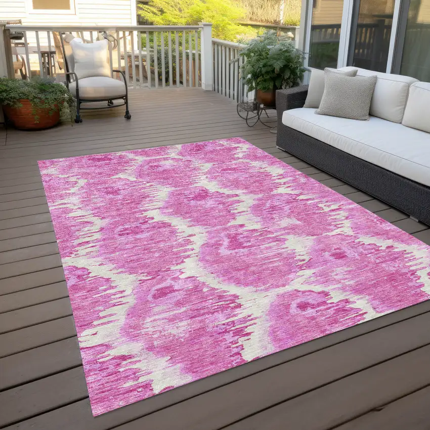 Pink Blush And Mauve Abstract Washable Indoor Outdoor Area Rug Photo 9