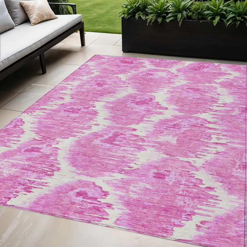 Pink Blush And Mauve Abstract Washable Indoor Outdoor Area Rug Photo 1