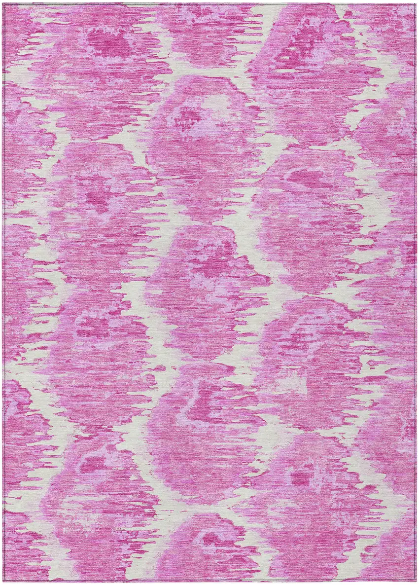 Pink Blush And Mauve Abstract Washable Indoor Outdoor Area Rug Photo 1