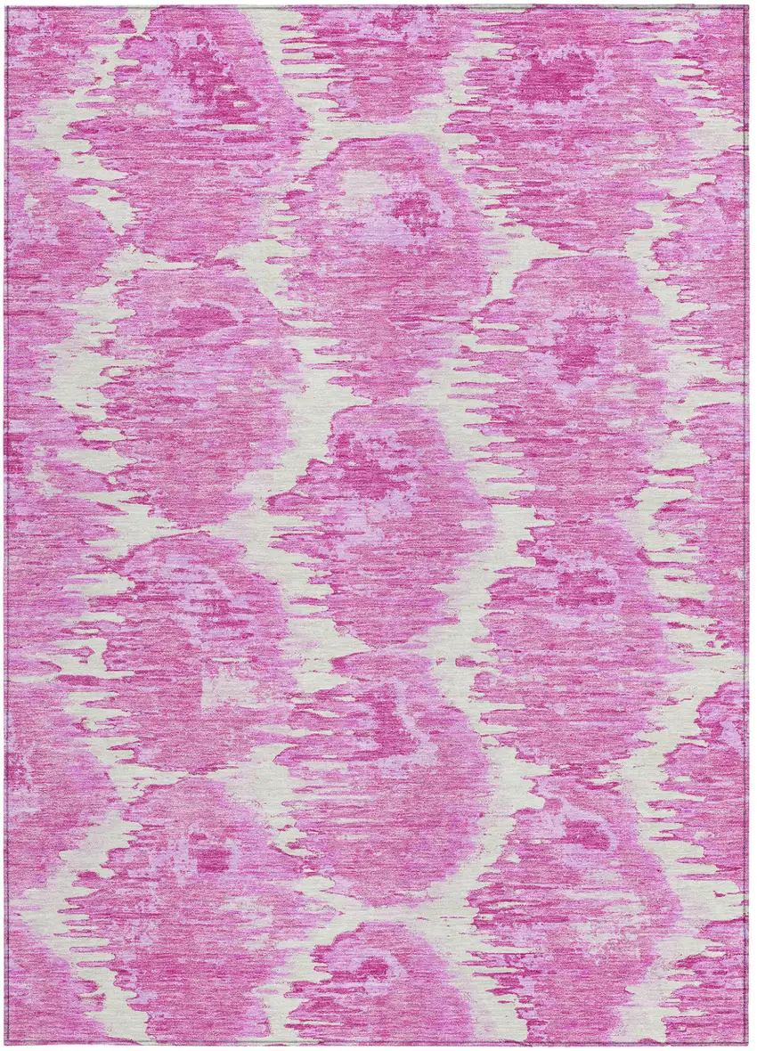 Pink Blush And Mauve Abstract Washable Indoor Outdoor Area Rug Photo 4